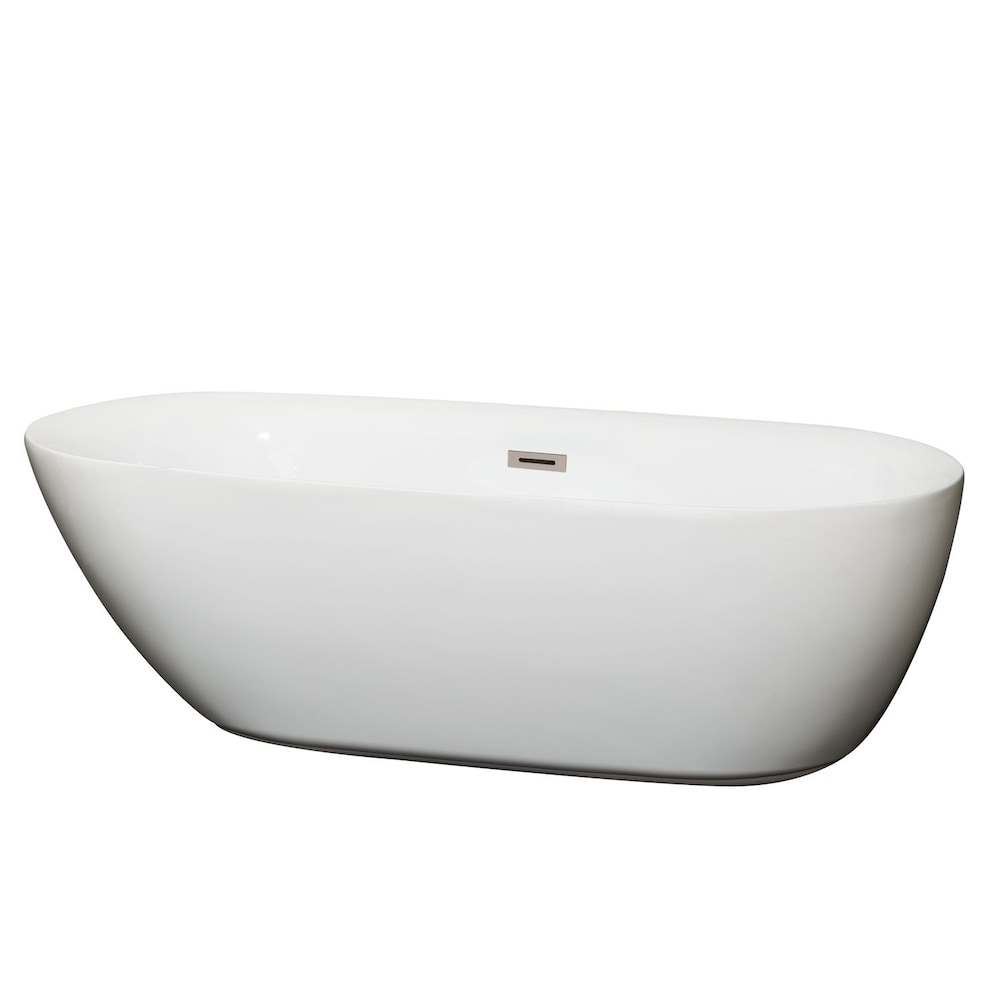 Baignoire de trempage Melissa de 5 pieds et 11 pouces avec drain central en blanc