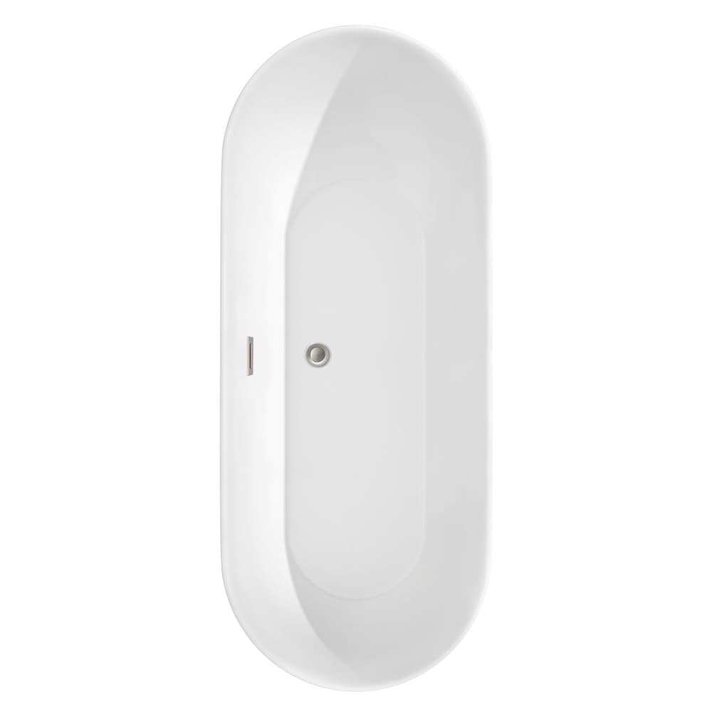 Baignoire de trempage Melissa de 5 pieds et 11 pouces avec drain central en blanc