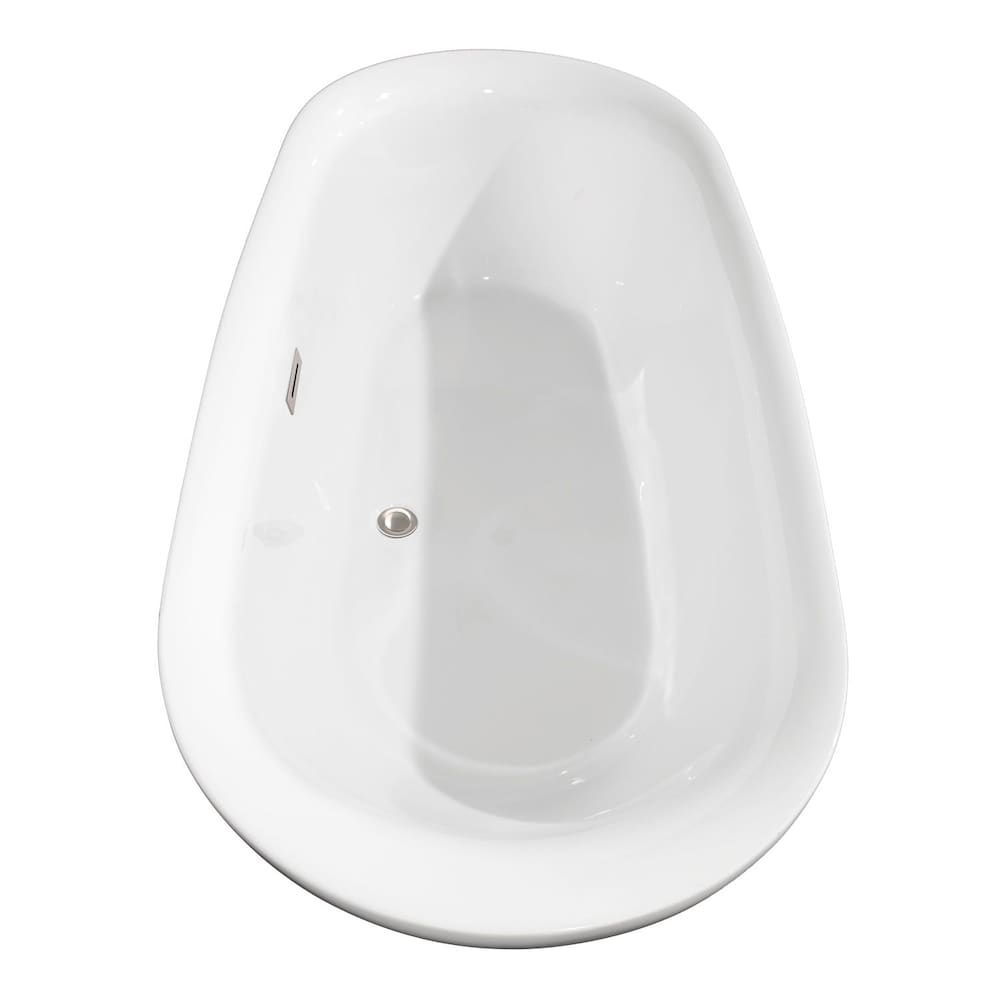 Baignoire de trempage Melissa de 5 pieds et 11 pouces avec drain central en blanc