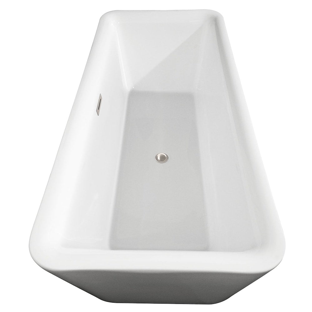 Emily 5 Feet 9-Inch Soaker Bathtub with Floor Mounted Faucet in Brushed Nickel and Centre Drain