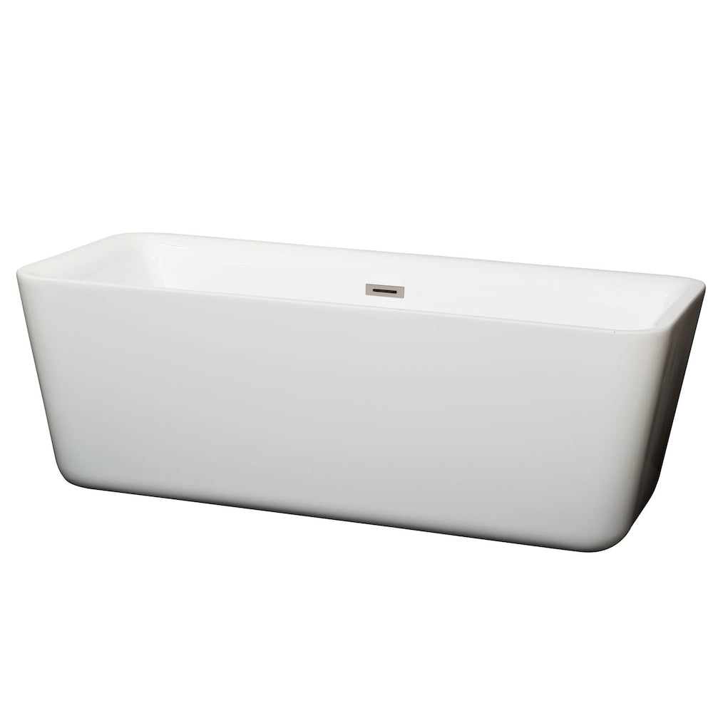 Baignoire Emily de 5 pieds 9 pouces avec drain central en blanc