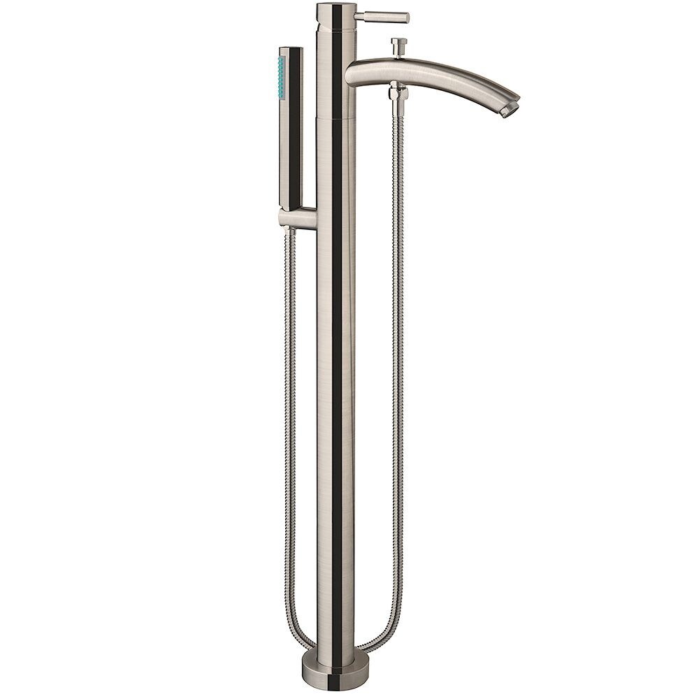Soho 5 Feet Acrylic Freestanding Flatbottom Bathtub in White with Brushed Nickel Trim