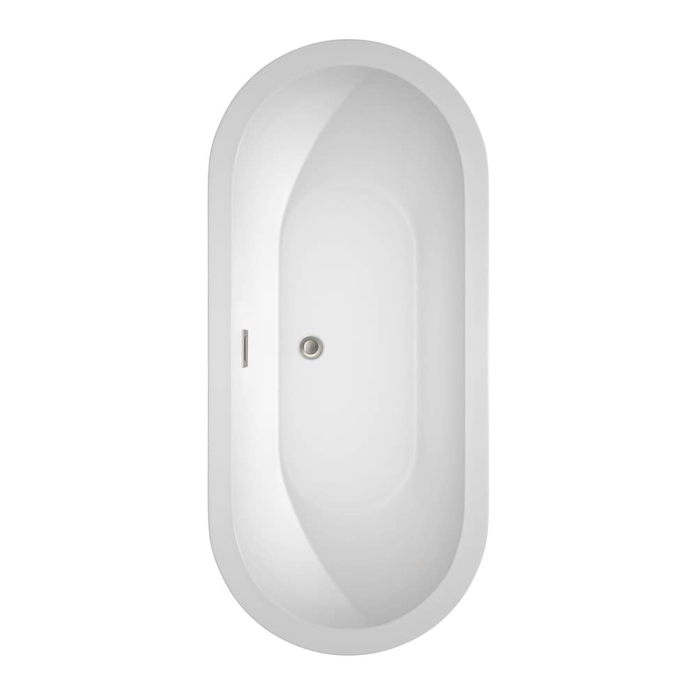 Baignoire autoportante à fond plat en acrylique Soho de 5 pieds 8 pouces en blanc