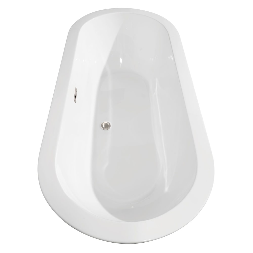 Baignoire autoportante à fond plat en acrylique Soho de 5 pieds 8 pouces en blanc