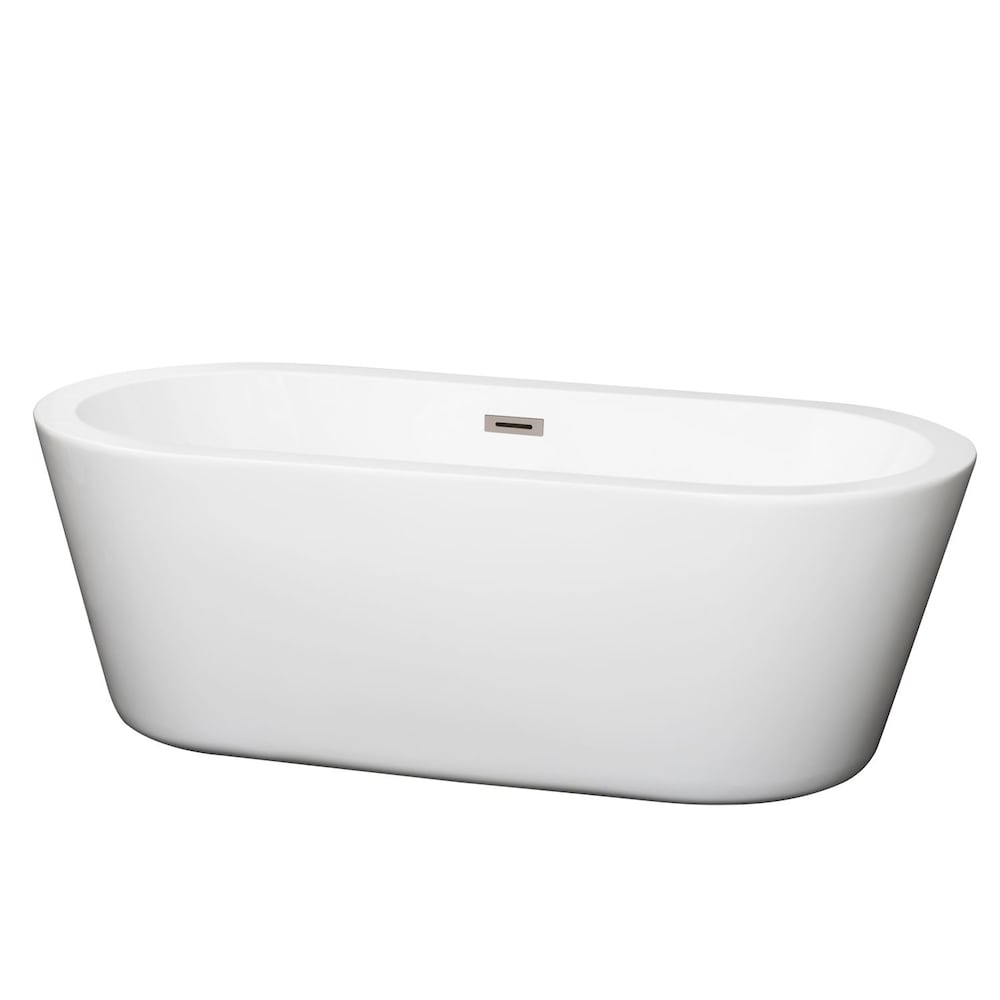 Baignoire de trempage Mermaid de 5 pieds et 7 pouces avec drain central en blanc