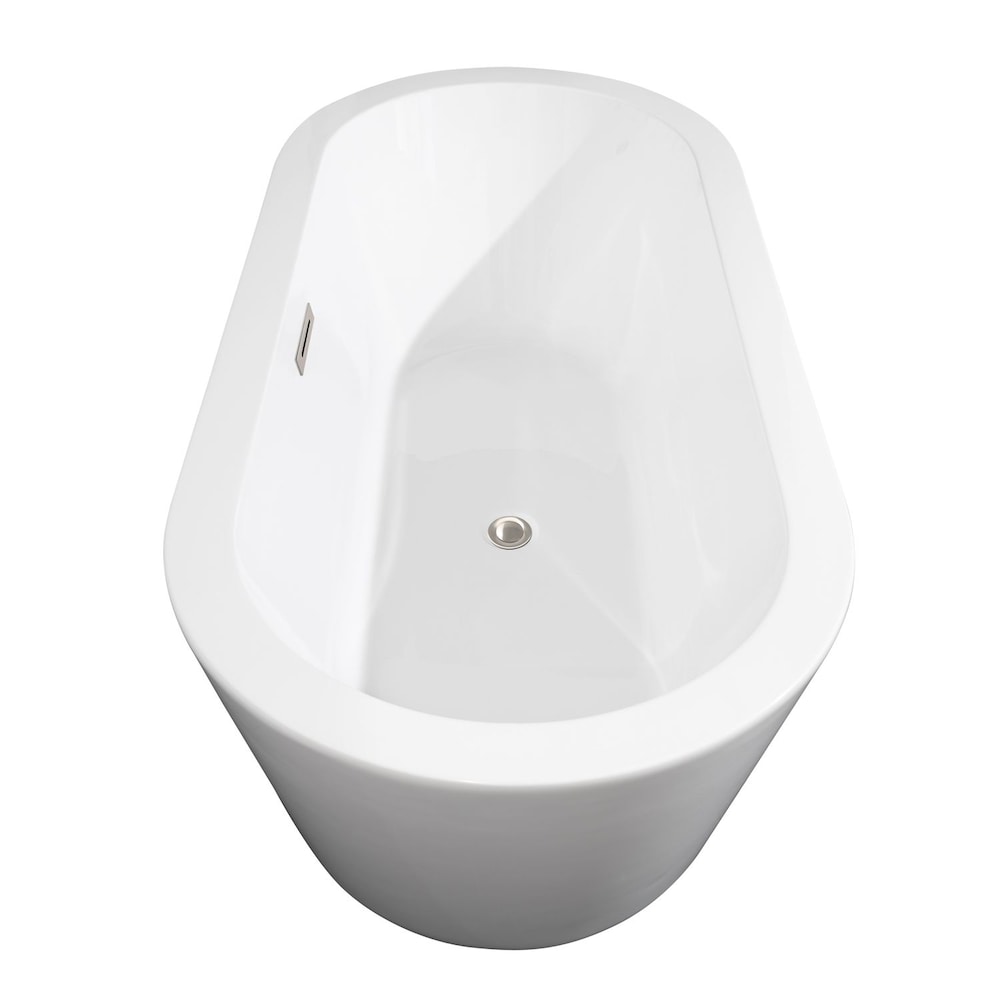 Baignoire de trempage Mermaid de 5 pieds et 7 pouces avec drain central en blanc
