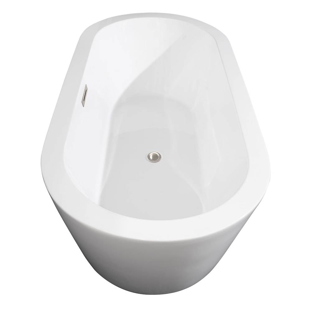 Mermaid 5 Feet 11-Inch Soaker Bathtub with Centre Drain and Floor Mounted Faucet in Brushed Nickel