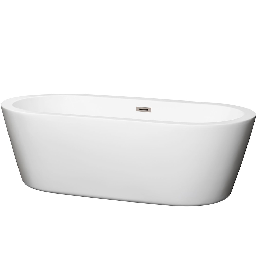 Baignoire de trempage Mermaid de 5 pieds et 11 pouces avec drain central en blanc