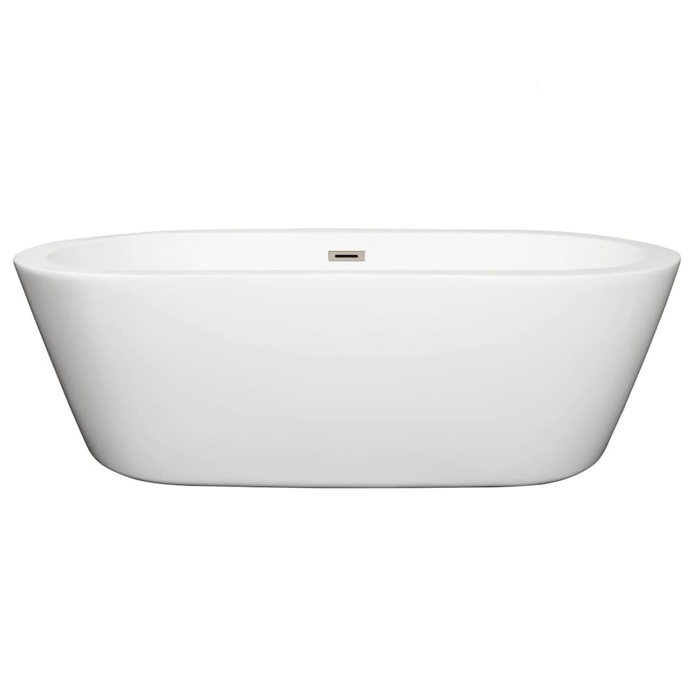 Baignoire de trempage Mermaid de 5 pieds et 11 pouces avec drain central en blanc