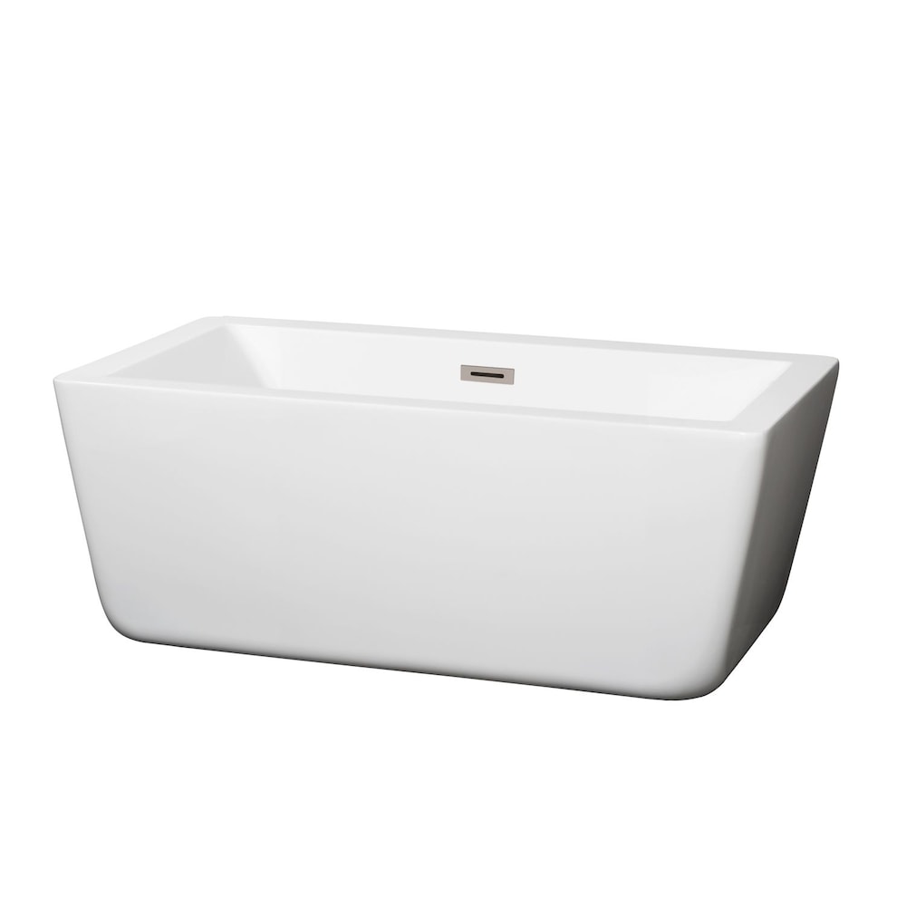 Baignoire de trempage Laura de 4 pieds et 11 pouces avec drain central en blanc