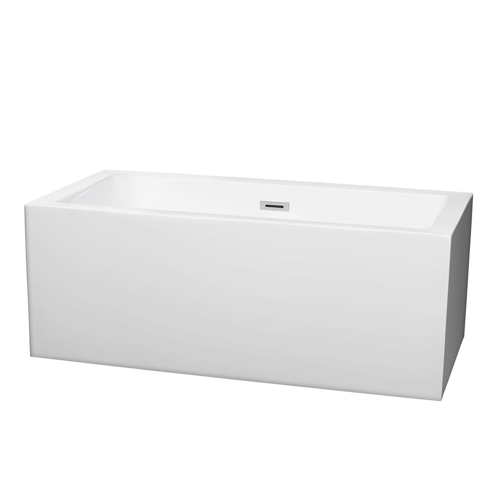 Melody 59.5-inch Acrylic Flat-Bottom Centre Drain Soaking Tub in White