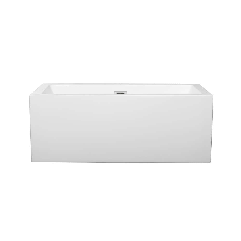 Baignoire de trempage Melody en acrylique à fond plat et drain central de 59,5 pouces en blanc
