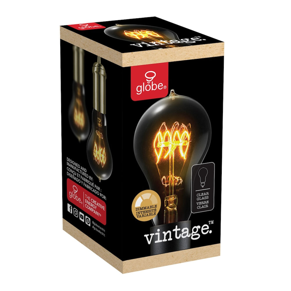 60 Watt Incandescent E26 Base A19 Edison Vintage Quad Loop Filament Light Bulb