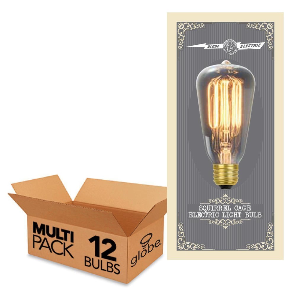Ampoule à incandescence à filament cage d'écureuil Edison 60 W vintage S60 avec culot E26 (lot de 12)