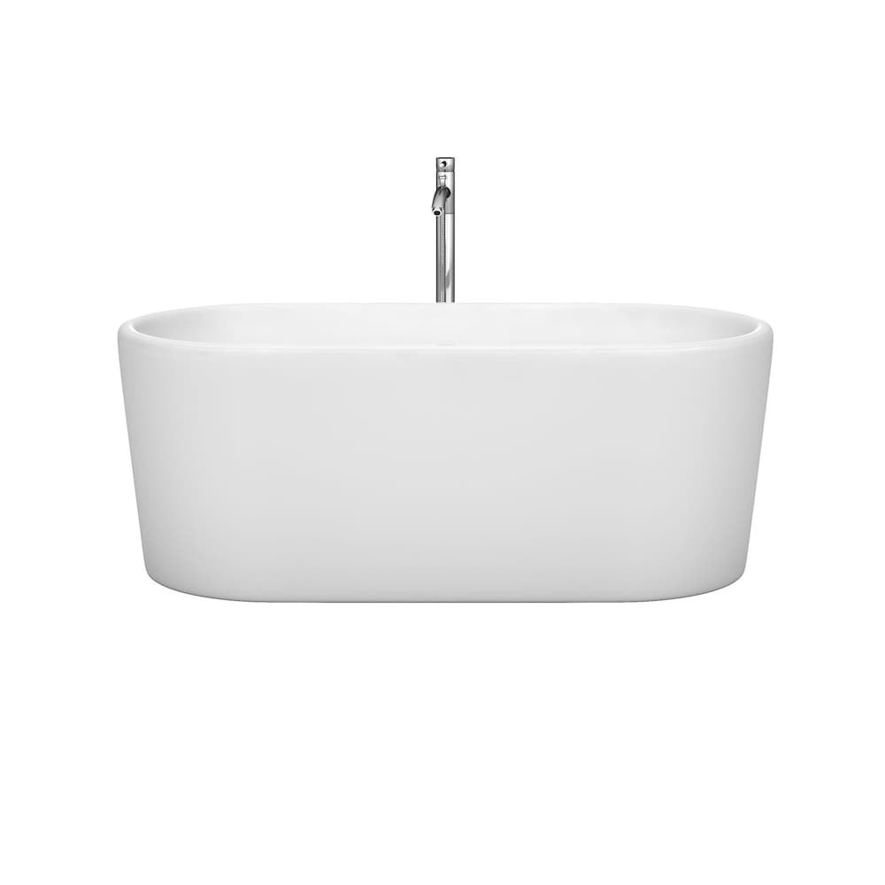 Ursula 4 Feet 11-Inch Freestanding Bathtub in White with Chrome Faucet