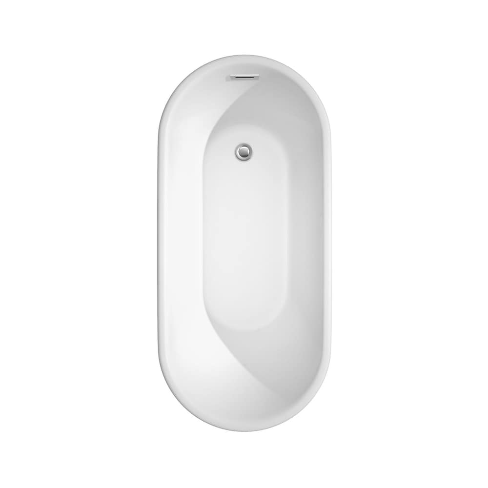 Ursula 4 Feet 11-Inch Freestanding Bathtub in White with Chrome Faucet