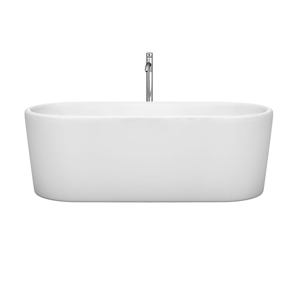 Ursula 5 Feet 6-Inch Freestanding Bathtub in White with Chrome Faucet
