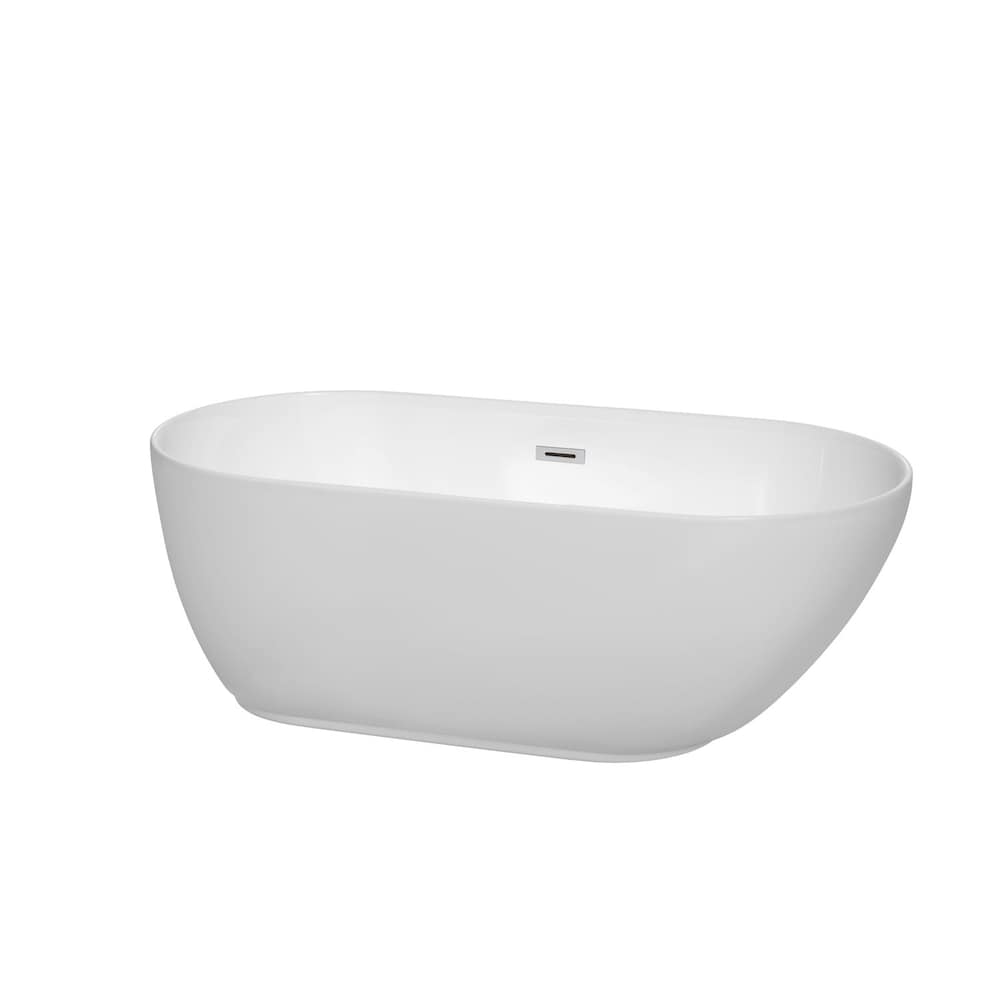 Melissa 60-inch Acrylic Flat-Bottom Centre Drain Soaking Tub in White