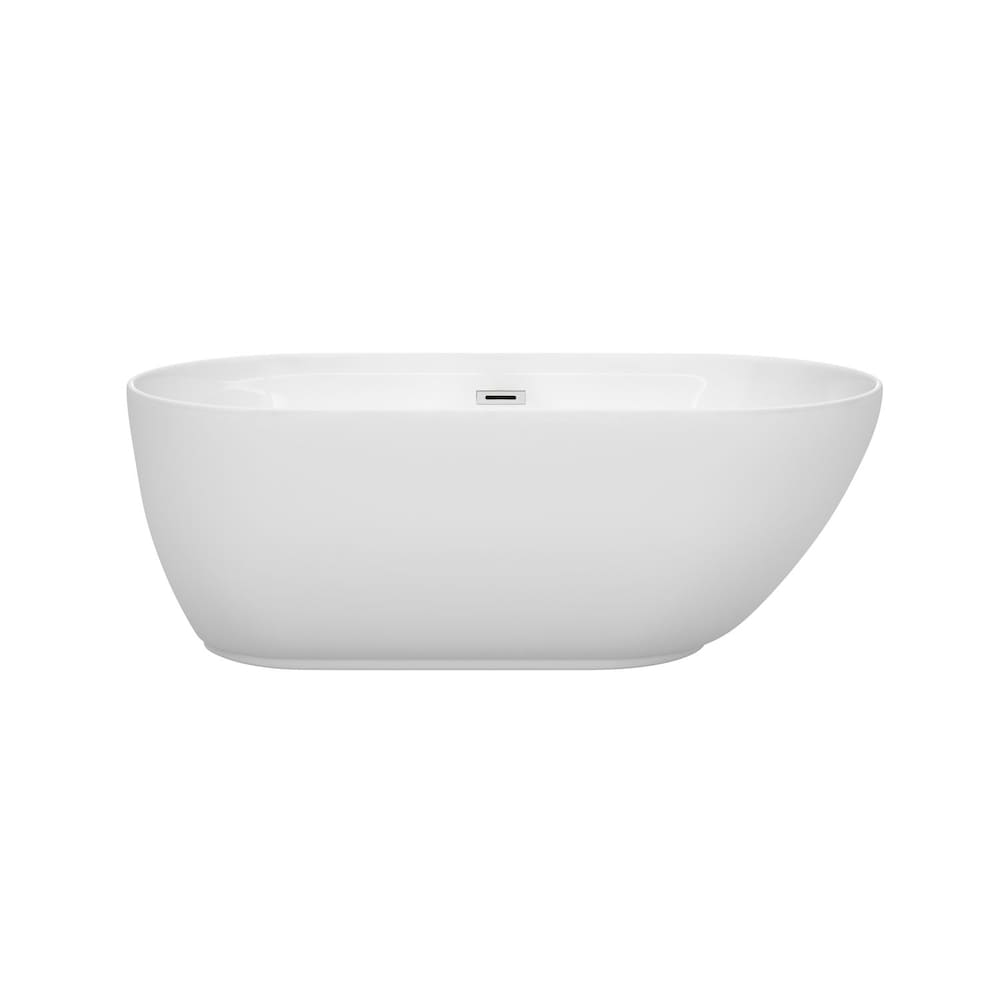 Melissa 60-inch Acrylic Flat-Bottom Centre Drain Soaking Tub in White