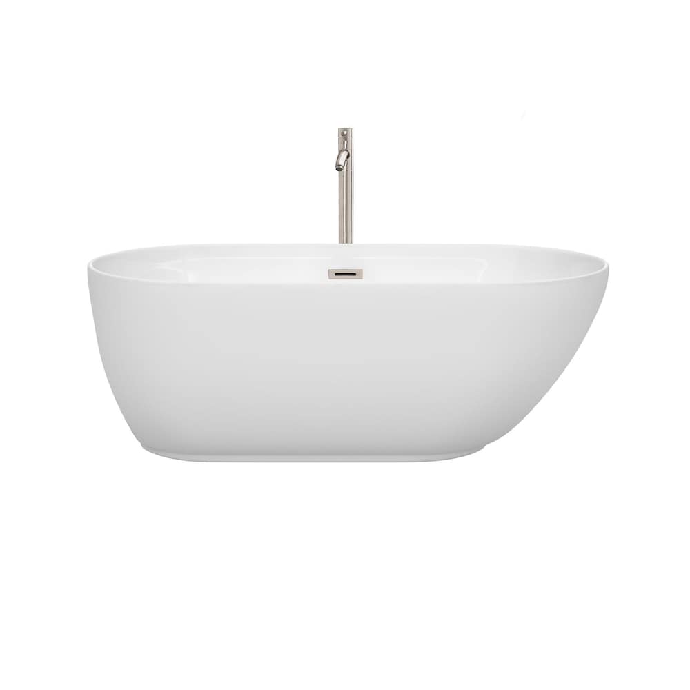 Melissa 5 Feet Freestanding Soaker Bathtub with Brushed Nickel Trim and Mounted Faucet