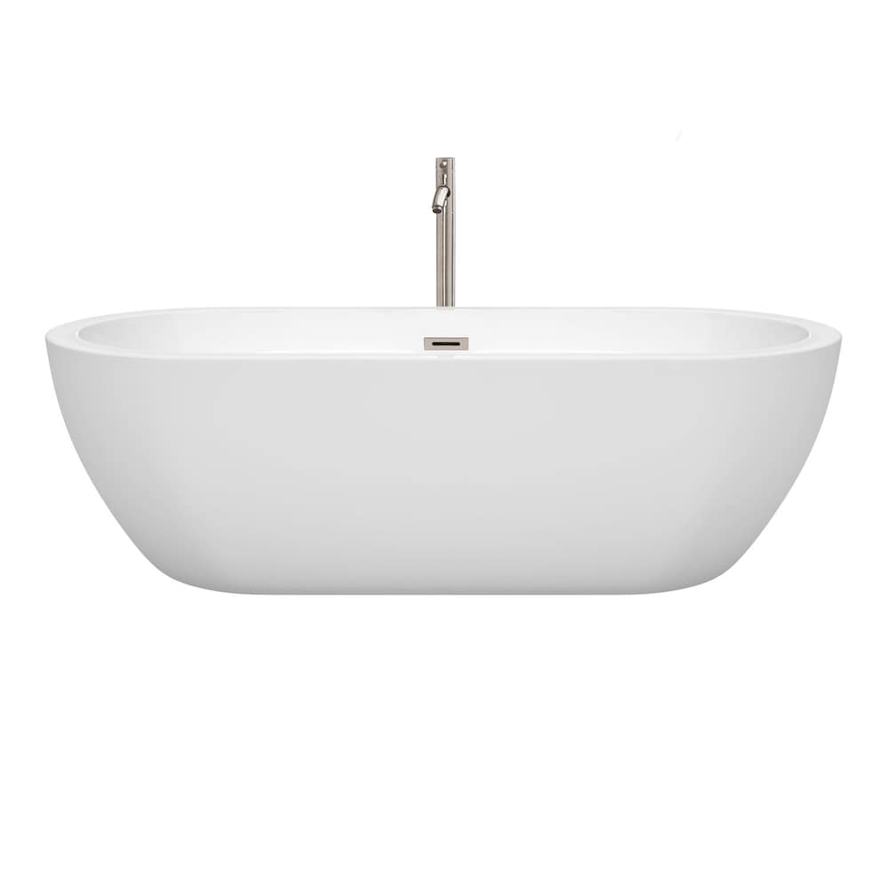 Baignoire autoportante en acrylique Soho de 6 pieds à fond plat en blanc
