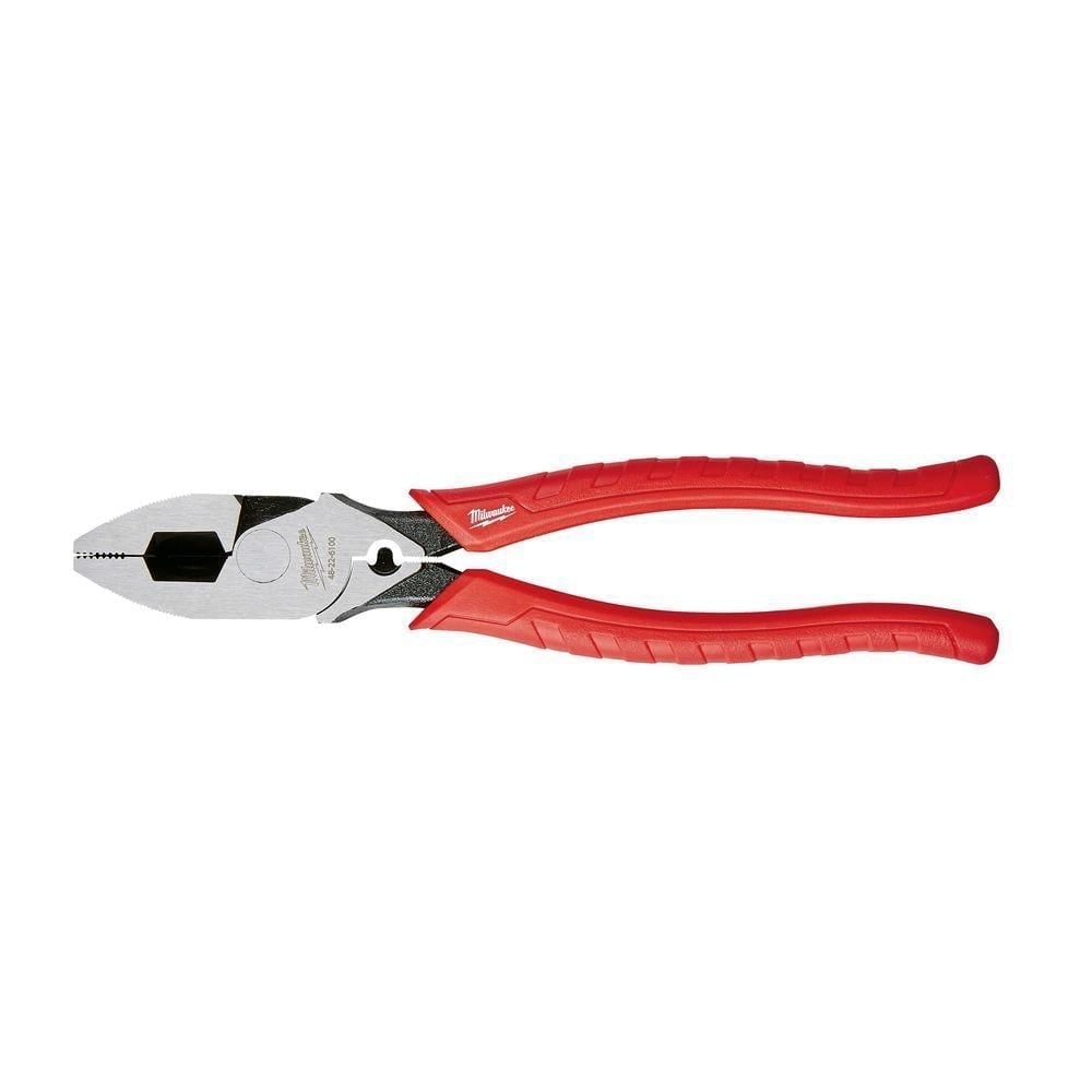 9-inch High Leverage Linesman Pliers with Wire Cutter and Integrated Crimper