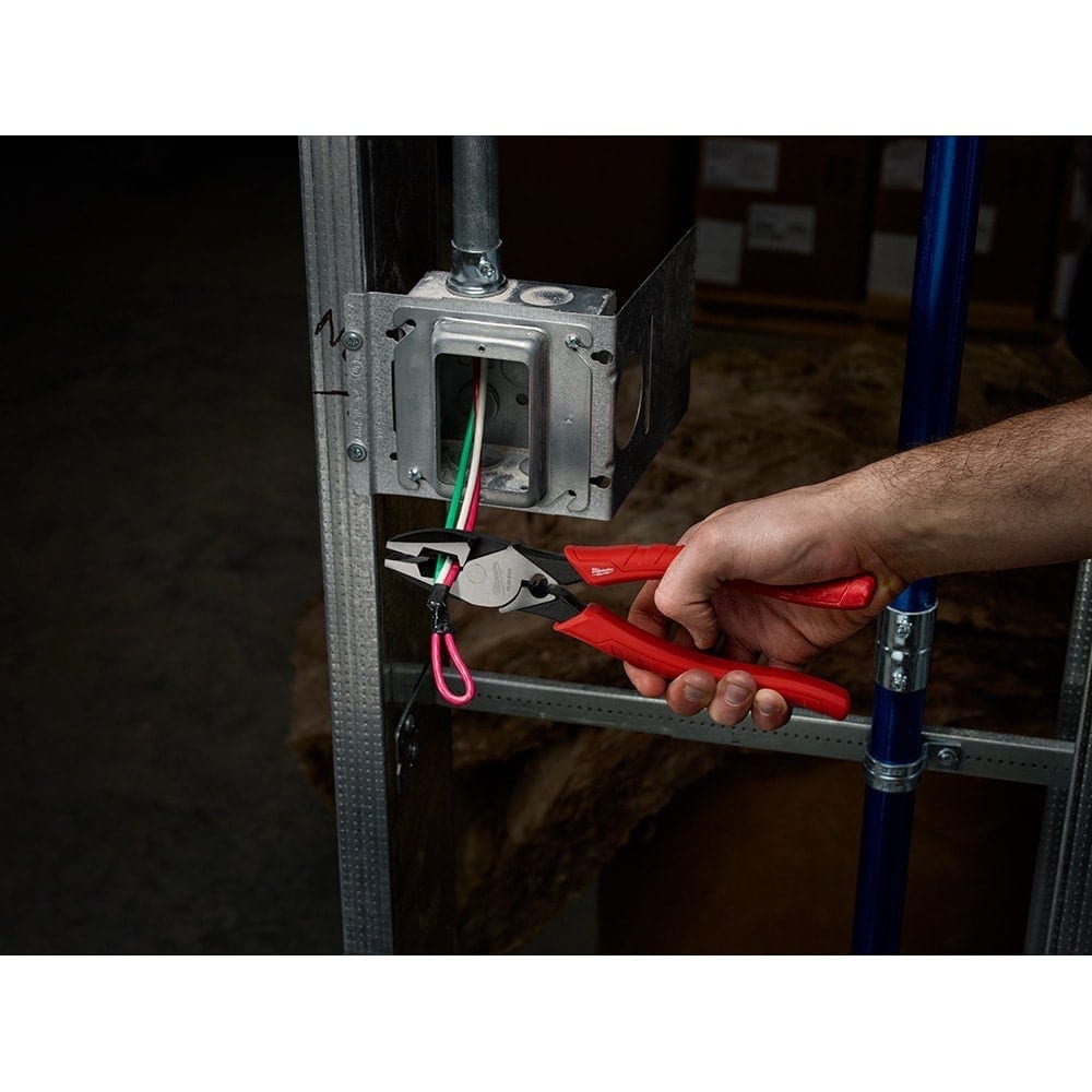9-inch High Leverage Linesman Pliers with Wire Cutter and Integrated Crimper