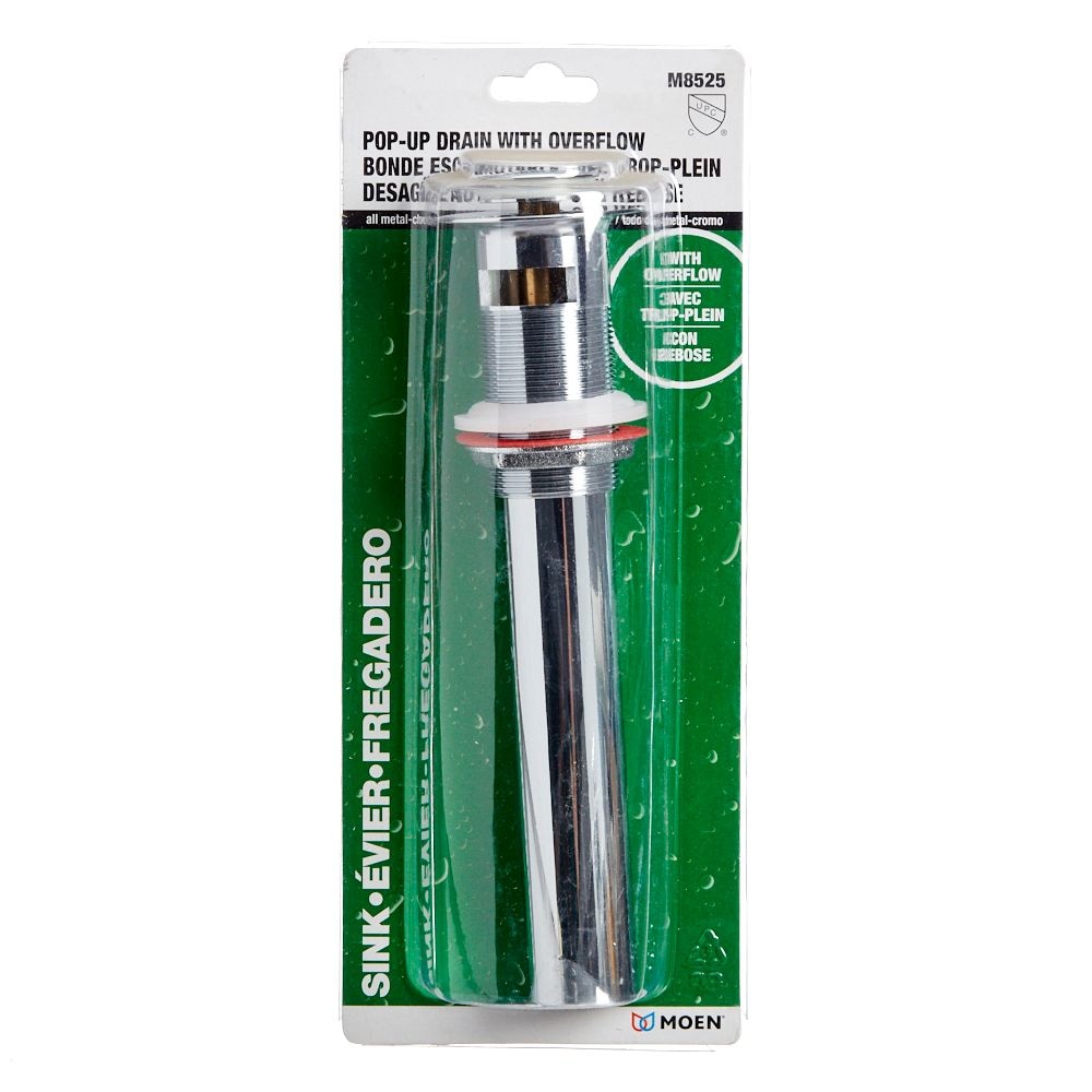 All Metal Pop-Up Drain with Overflow - Chrome