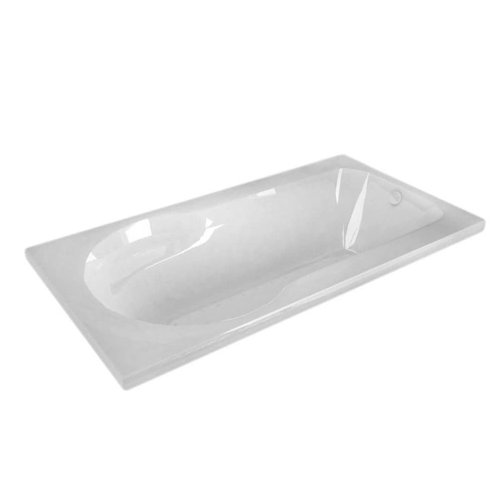 Baignoire à air rectangulaire en acrylique Zircon de 5 pi avec drain à gauche et installation en surface, blanche