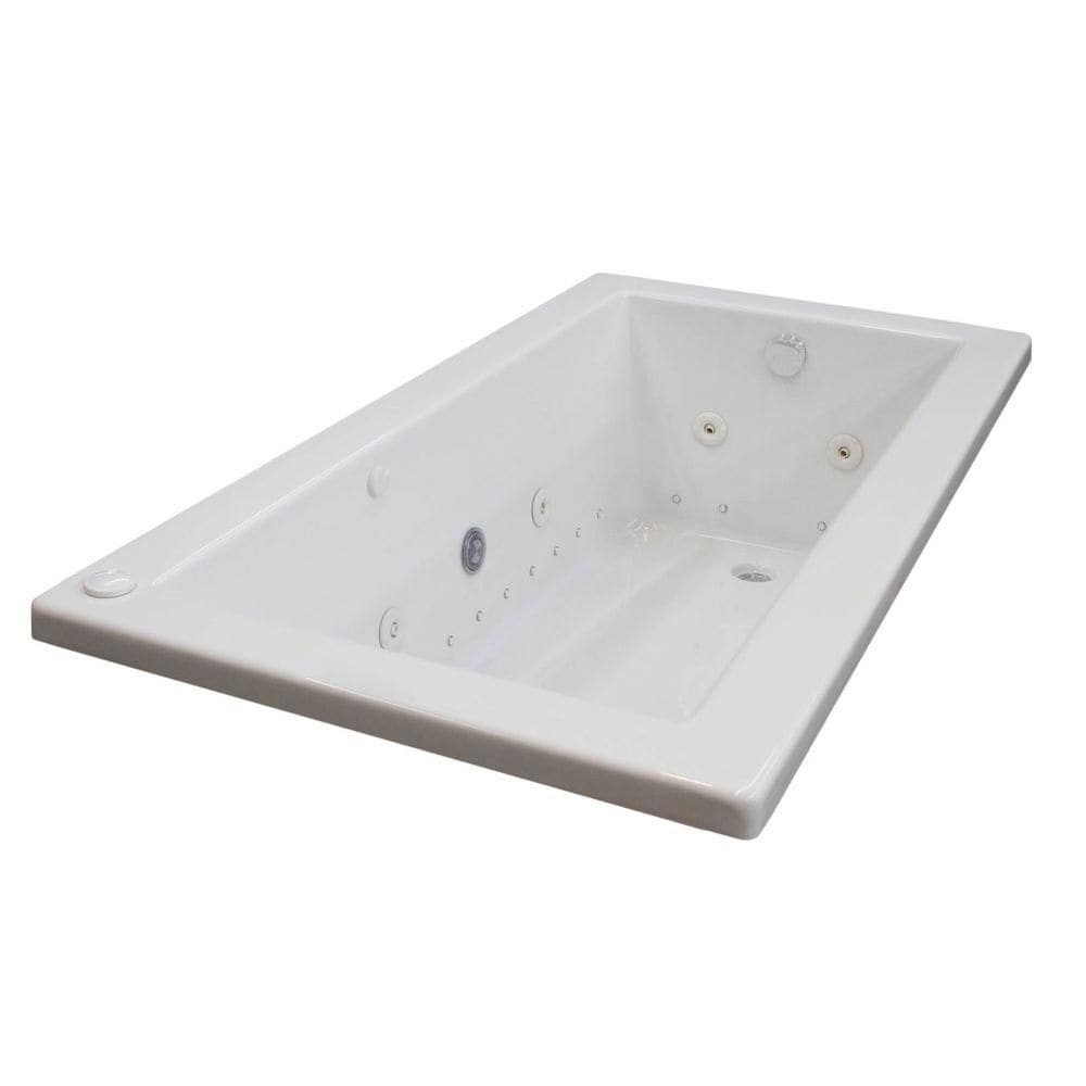 Baignoire à remous et à air rectangulaire en acrylique Sapphire de 5 pi avec drain à droite et installation en surface, en blanc