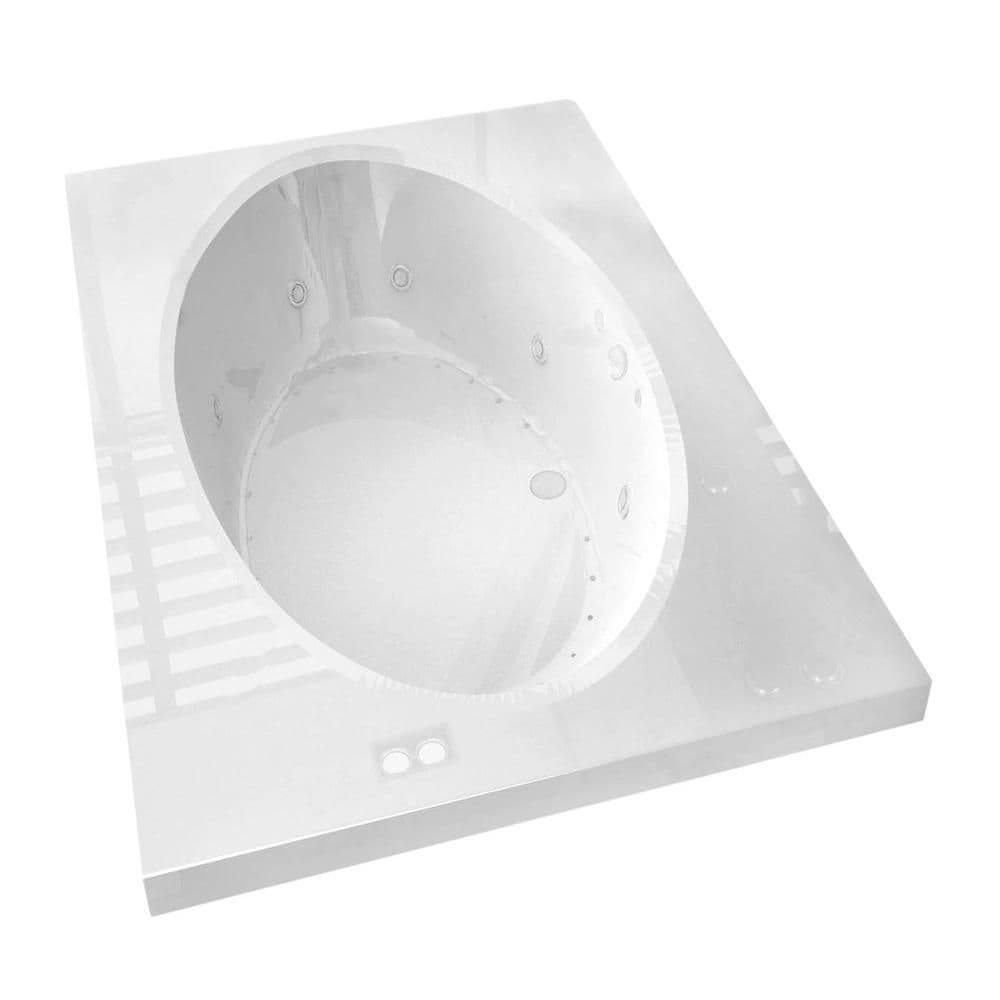 Imperial 6 ft. Acrylic Drop-in Left Drain Rectangular Whirlpool and Air Bathtub in White