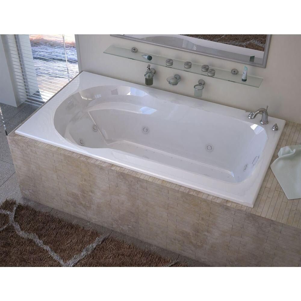Baignoire à remous et à air rectangulaire en acrylique Zircon de 5 pi, à encastrer et à drain à droite, en blanc