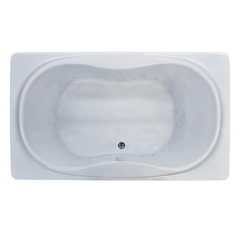 Baignoire à air rectangulaire en acrylique Star de 6 pi avec drain à gauche et installation en surface, blanche