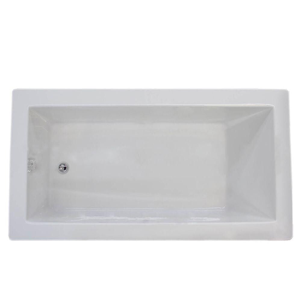 Baignoire rectangulaire en acrylique de 5 pieds avec drain réversible en blanc