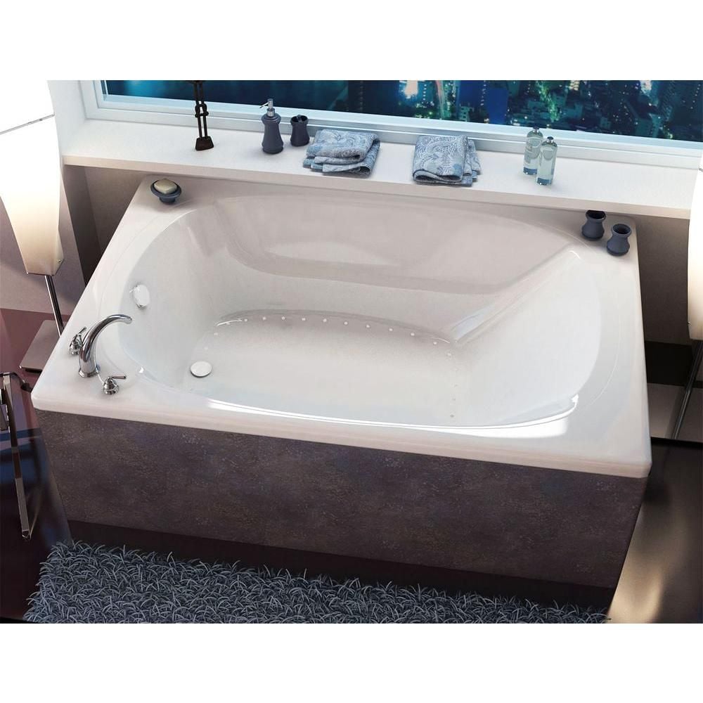 Baignoire à air ovale en acrylique de 6,6 pi avec drain à gauche Peridot en blanc
