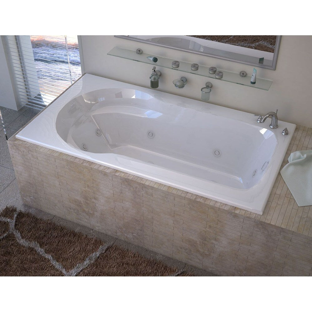 Baignoire balnéo rectangulaire en acrylique Zircon de 5 pi avec drain à droite et installation en surface, en blanc