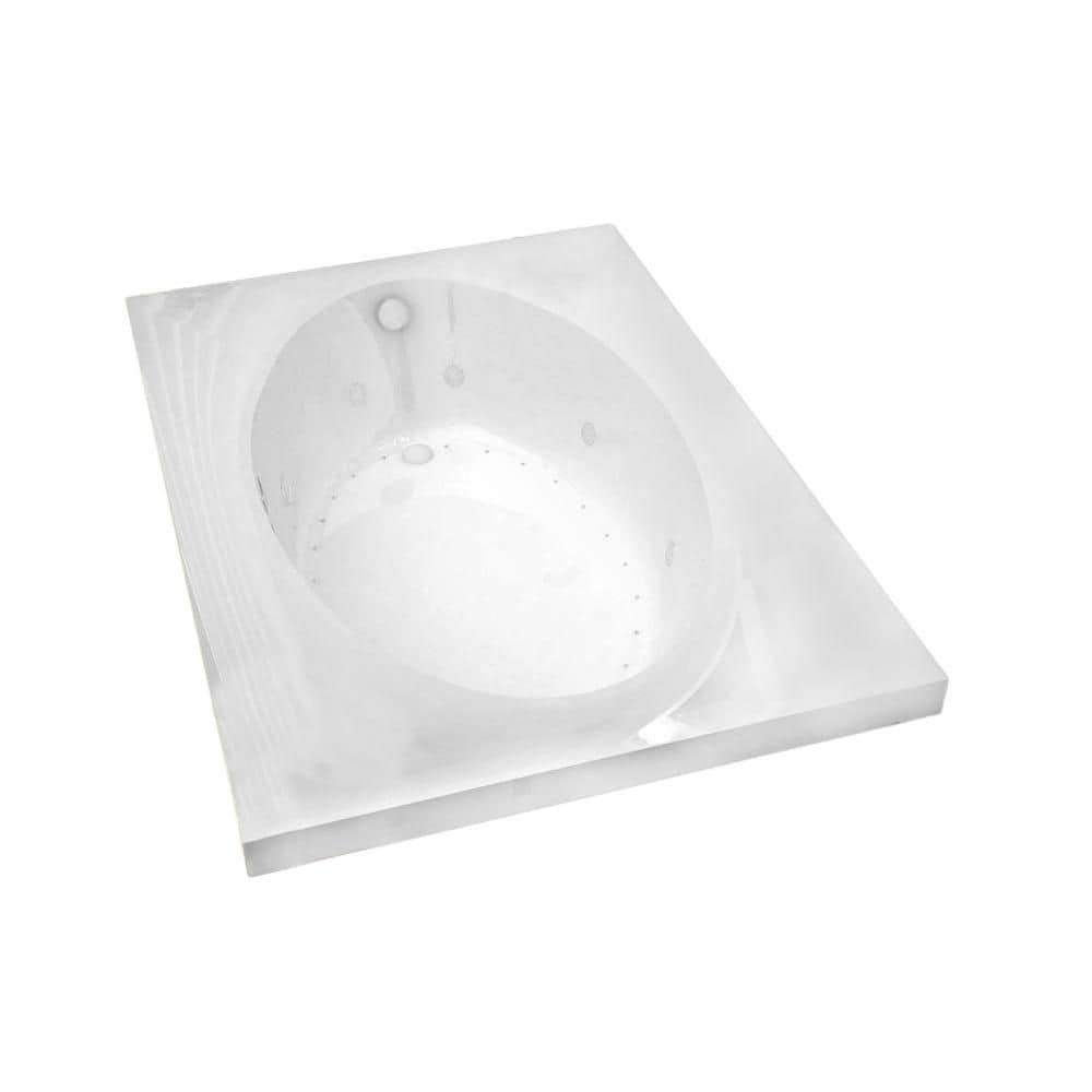 Baignoire à remous et à air rectangulaire Imperial en acrylique de 7 pi avec drain à gauche, en blanc