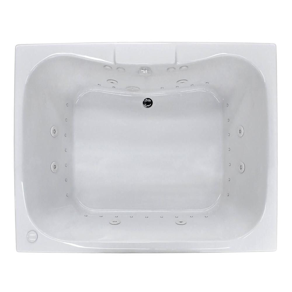 Baignoire à remous et à air rectangulaire en acrylique Rhode de 5 pi avec drain à gauche, en blanc