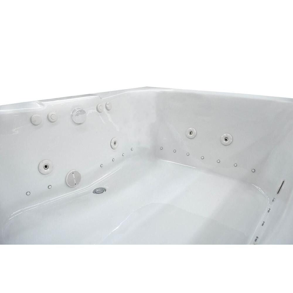 Baignoire à remous et à air rectangulaire en acrylique Rhode de 5 pi avec drain à gauche, en blanc