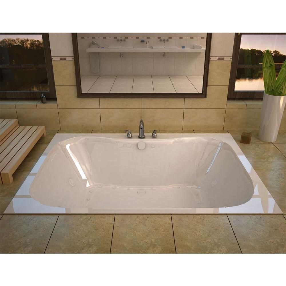 Baignoire à remous et à air rectangulaire en acrylique Rhode de 5 pi avec drain à gauche, en blanc