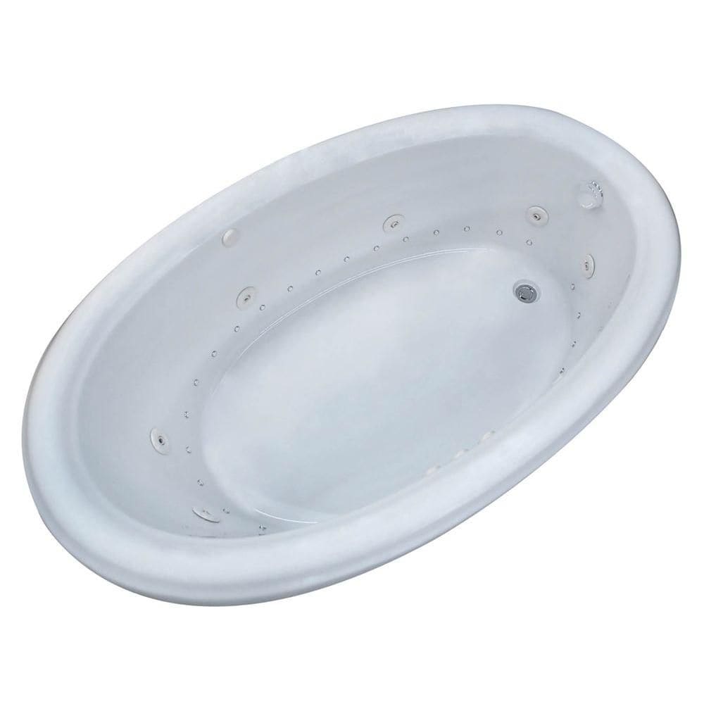 Topaz 6 ft. Acrylic Drop-in Right Drain Oval Whirlpool and Air Bathtub in White