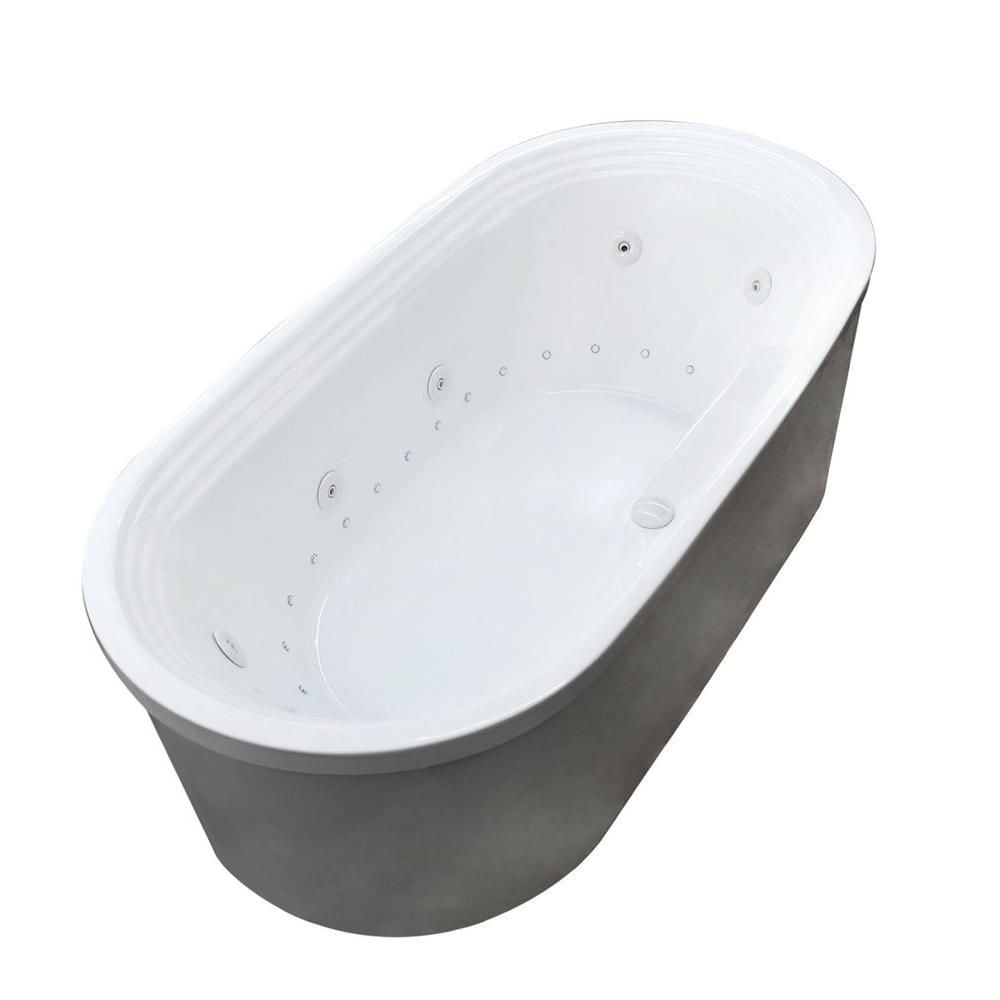 Pearl 5 Feet 7-Inch Acrylic Oval Freestanding Whirlpool Bathtub in White