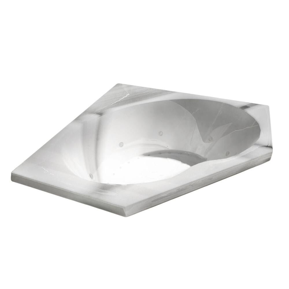 Quartz Diamond 5 Ft. Acrylic Drop-in Right Drain Corner Whirlpool and Air Bathtub in White