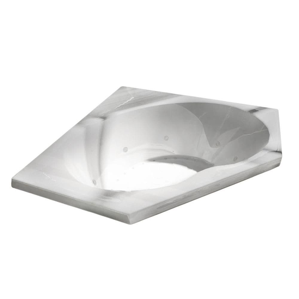 Quartz Diamond 5 Ft. Acrylic Drop-in Left Drain Corner Whirlpool and Air Bathtub in White