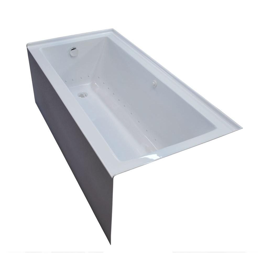 Baignoire de massage à air Amber de 5 pieds avec jupe avant et drain à gauche