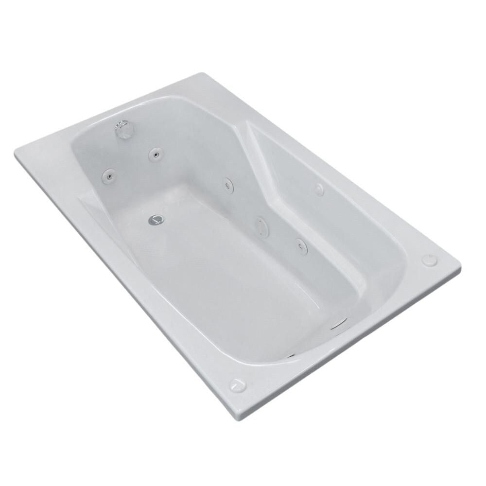 Baignoire balnéo rectangulaire en acrylique Coral de 5 pieds avec drain à gauche et installation en surface en blanc