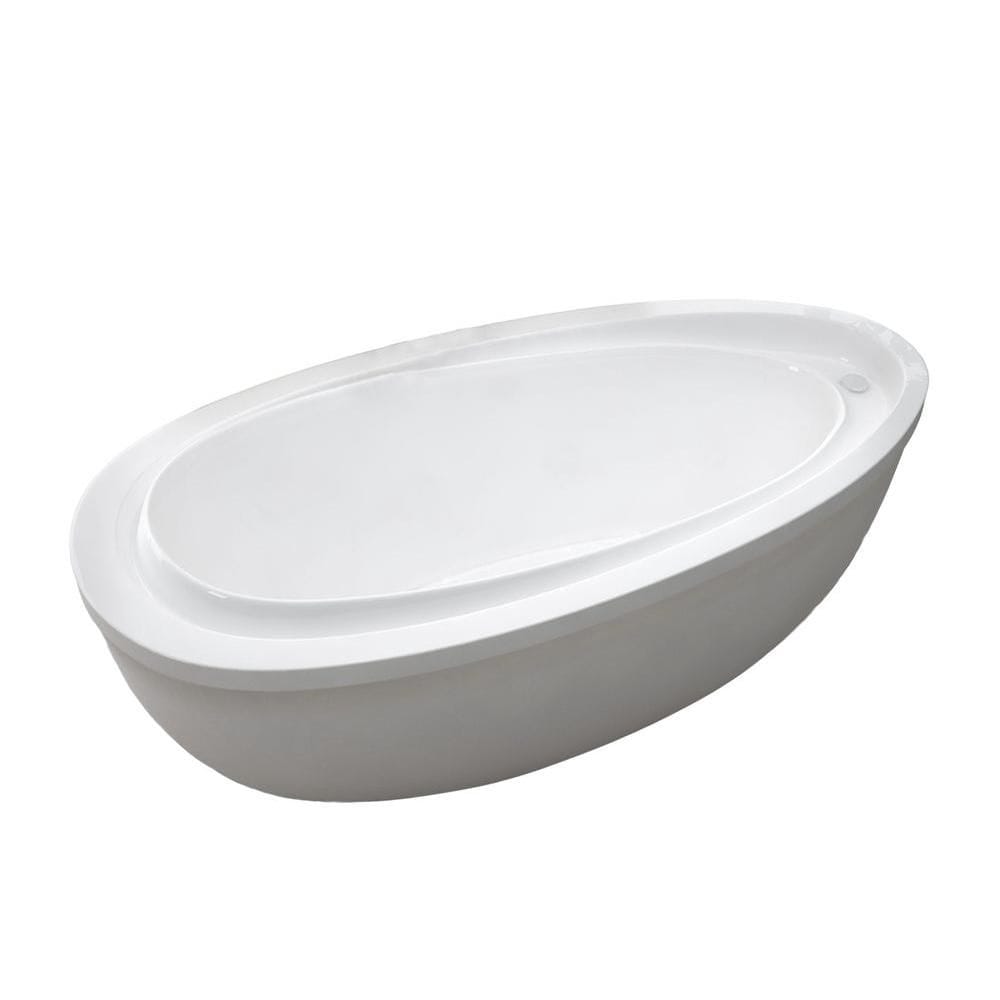 Baignoire autoportante ovale en acrylique Mystic de 5 pieds et 11 pouces en blanc