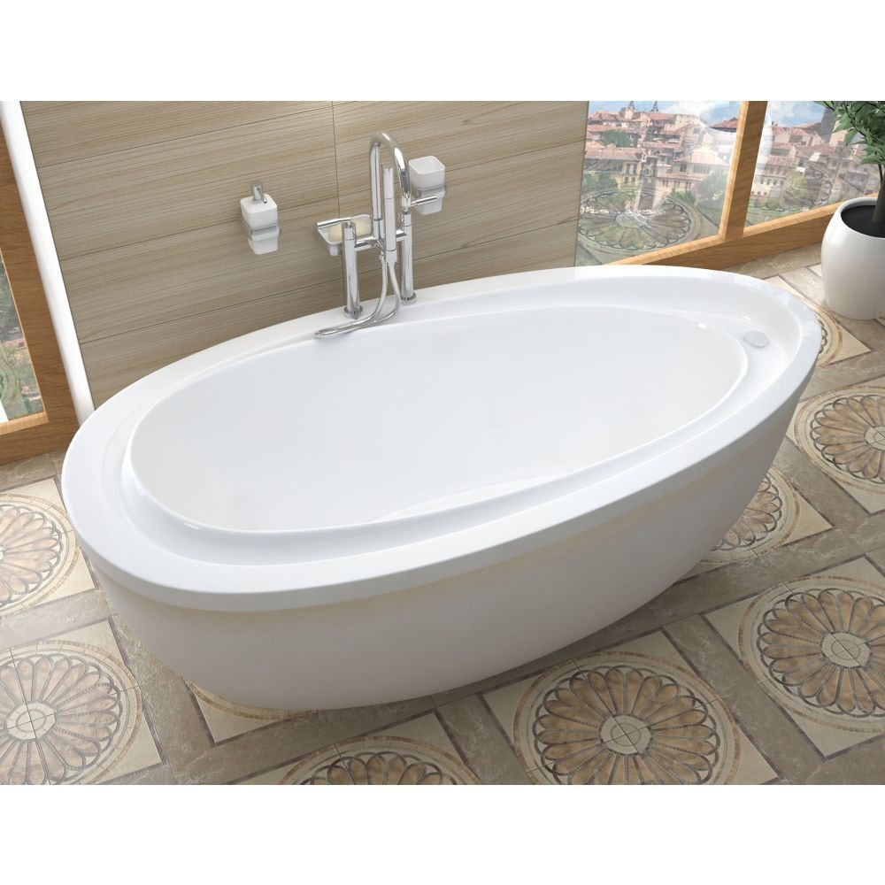 Baignoire autoportante ovale en acrylique Mystic de 5 pieds et 11 pouces en blanc