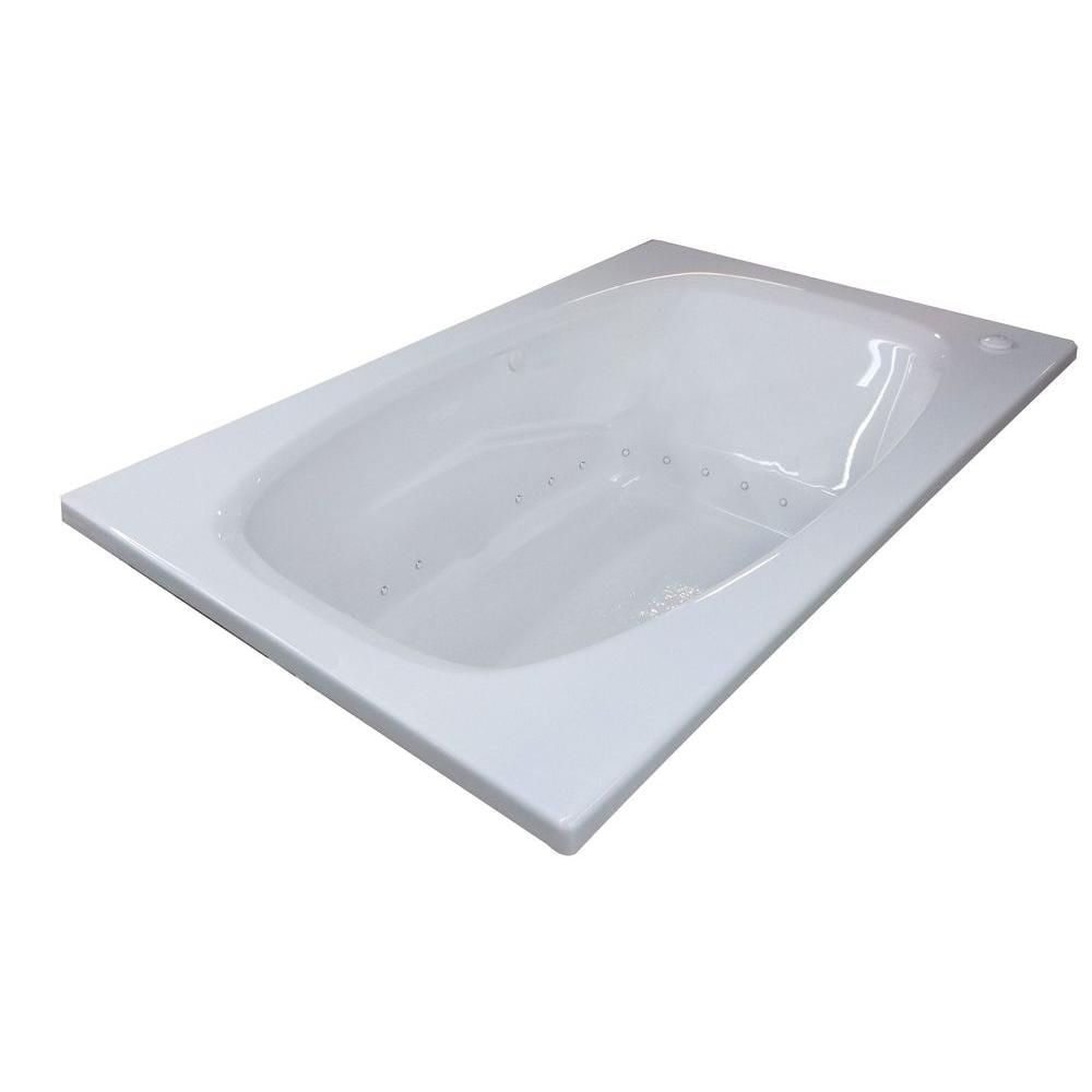 Tiger's Eye 6 ft. Acrylic Drop-in Right Drain Rectangular Air Bathtub in White