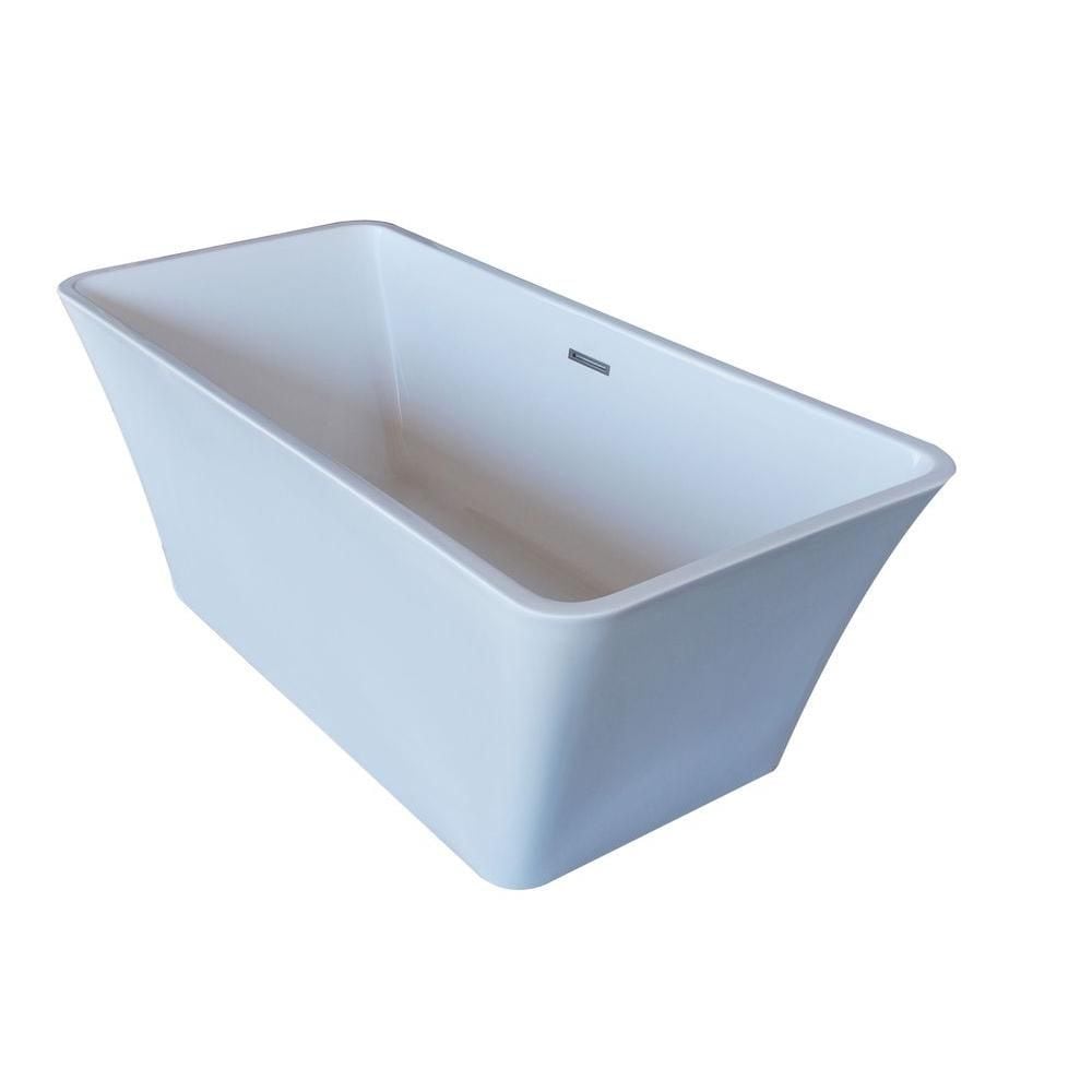 PureCut Nephrite 5.6 Ft. Acrylic Rectangular Freestanding Bathtub in White